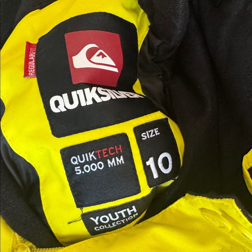 Quicksilver Youth Size 10 Neon Yellow Snow Pants for Skiing Snowboarding Winter - Picture 4 of 8